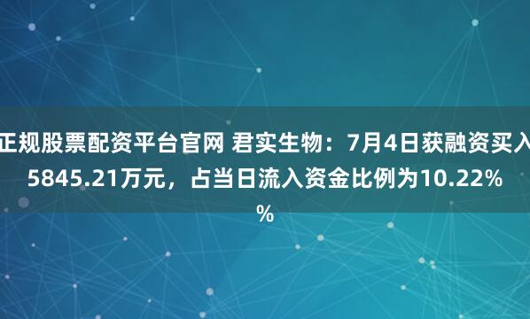 正规股票配资平台官网 君实生物：7月4日获融资买入5845.21万元，占当日流入资金比例为10.22%