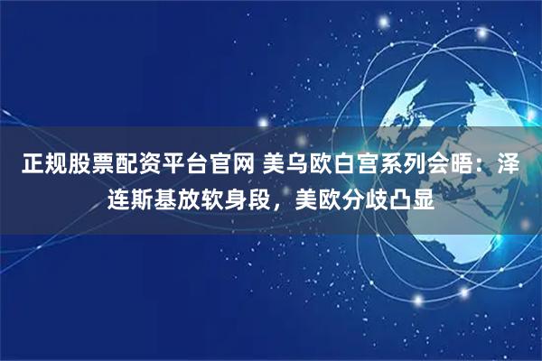 正规股票配资平台官网 美乌欧白宫系列会晤：泽连斯基放软身段，美欧分歧凸显
